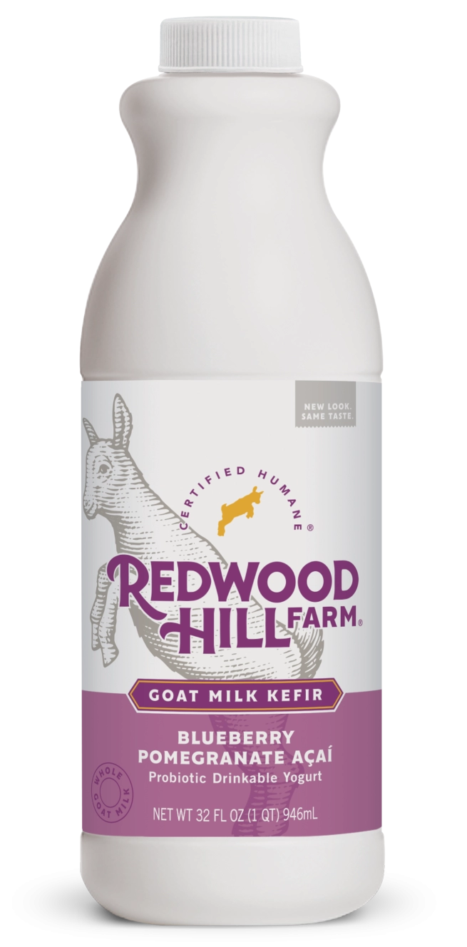 container of Redwood Hill farm blueberry pomegranate acai kefir